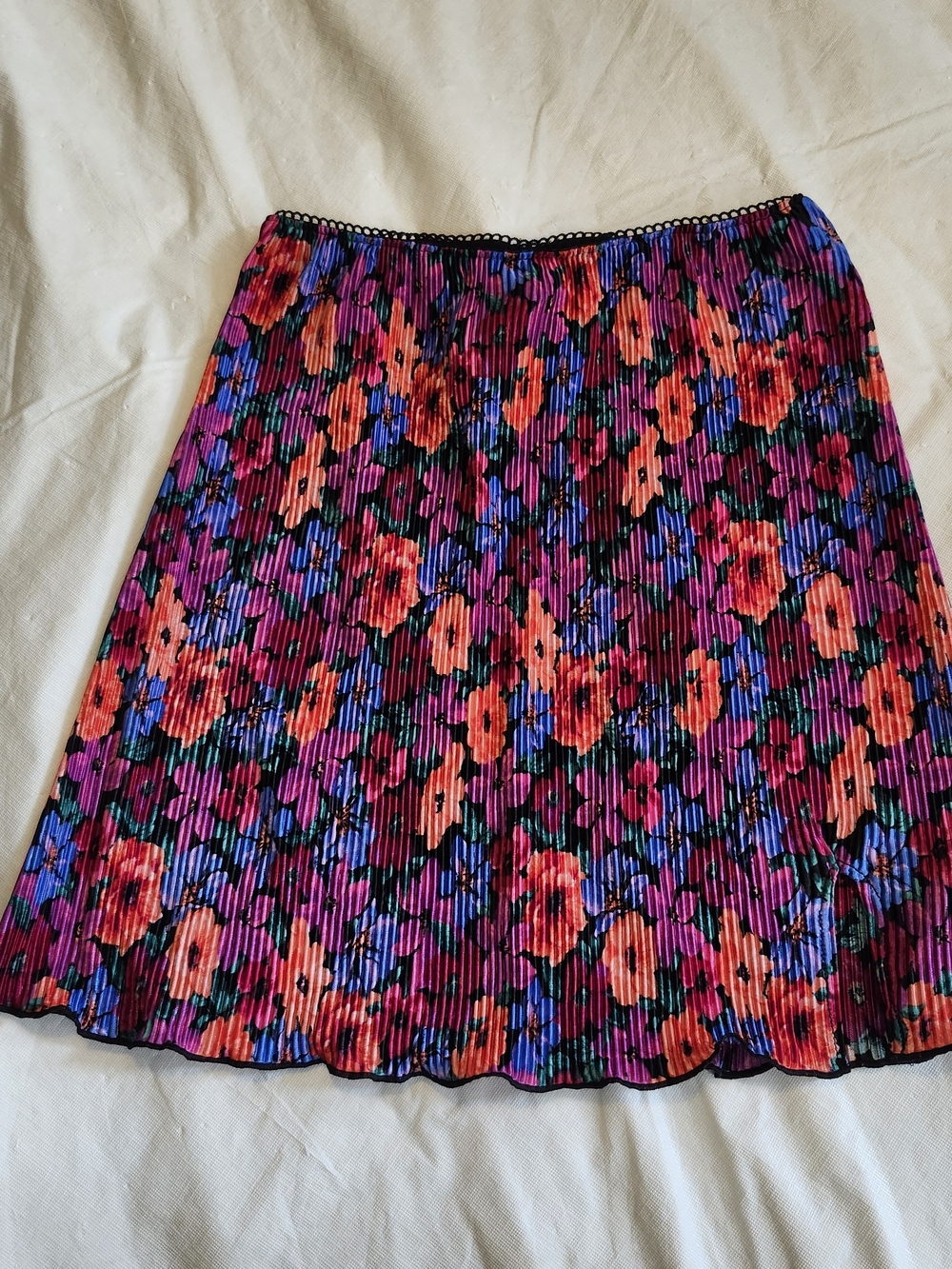 Floral Pleated Mini Skirt - Purple & Pink